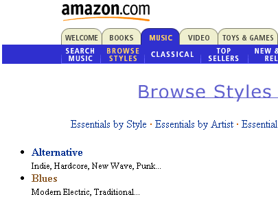 Getting to Amazon.com Music Styles